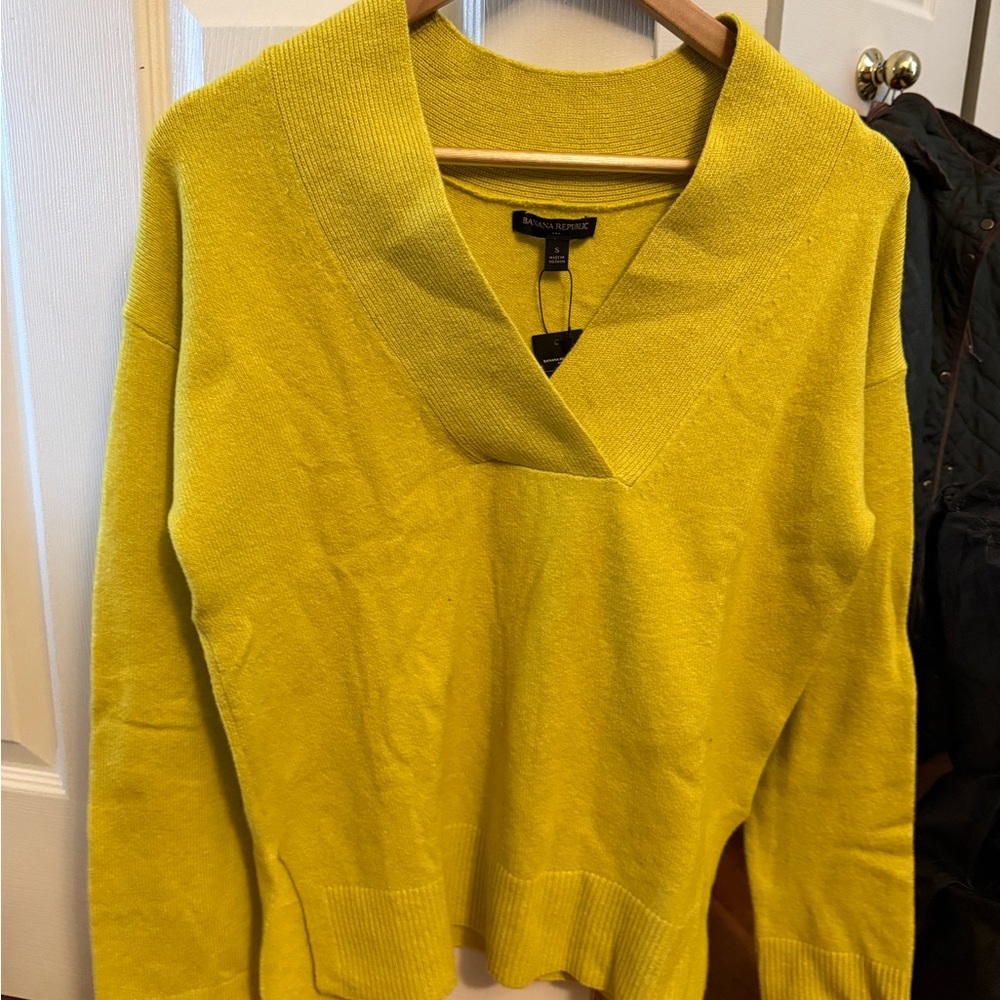 Banana Republic Bright Yellow V-Neck Sweater